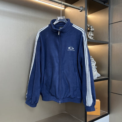 BAC104 New autumn and winter men's and women's suede standing collar blue jacket clothing