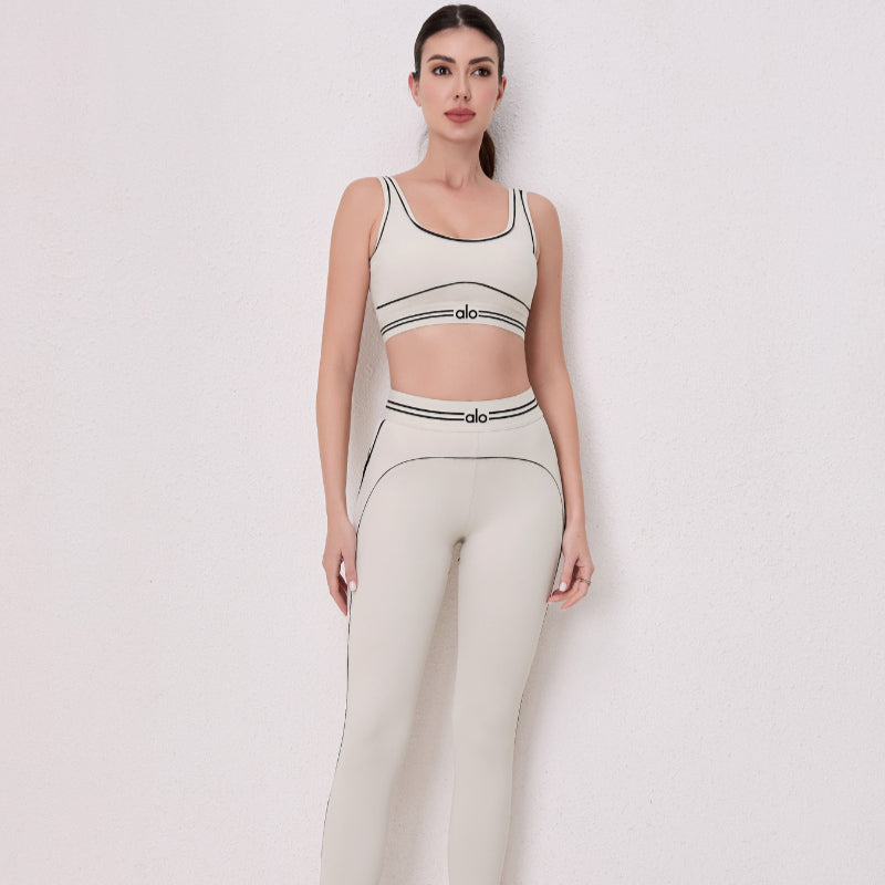 alo5110 High Waist Butt Lifting Yoga Set with Seamless Leggings and Sports Bra for Women Workout Gym Fitness