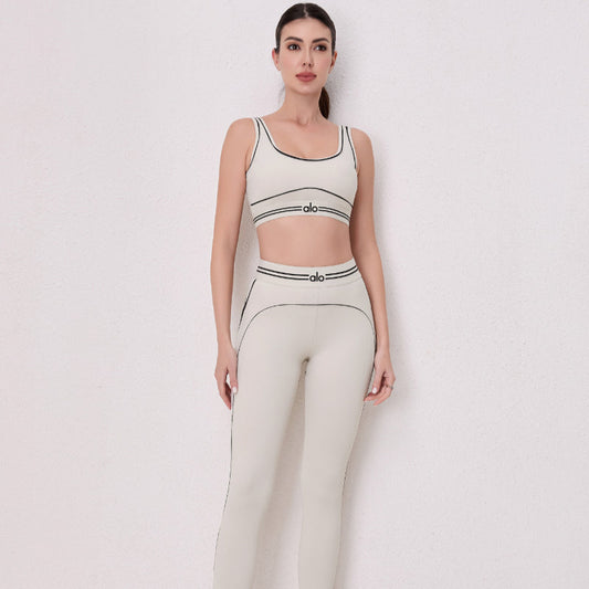 alo5110 High Waist Butt Lifting Yoga Set with Seamless Leggings and Sports Bra for Women Workout Gym Fitness