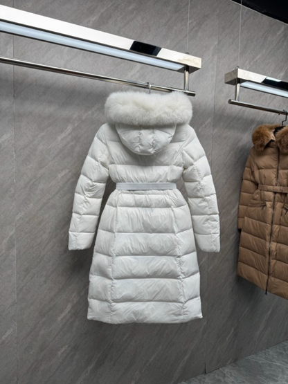 110349  Women's new style big fur collar hooded long down jacket Top quliaty 1:1 clothes