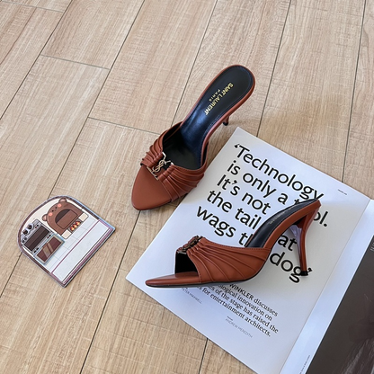 MYS3 Synthetic Leather 9CM Slippers Size 35-41 Shoes with Box