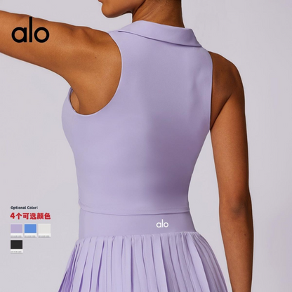 PALC20  Women's yoga suit set badminton tennis sports top pleated skirt nude T-shirt clothing