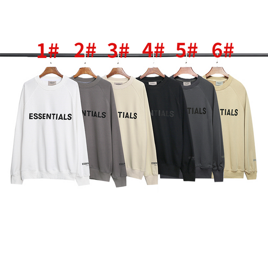 ESC6   Three-dimensional laminated letter LOGO cotton terry round neck sweater