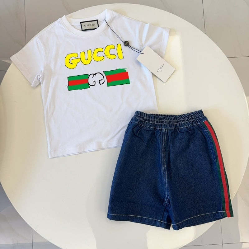 TGUC04  Boys and girls' pure cotton summer short sleeved top T-shirt Clothing