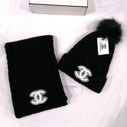 PCCH7  Chenille scarf and hat two-piece set for women