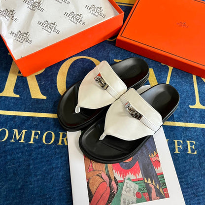 MJHS14 Leather slippers Women shoes 35-42 With box