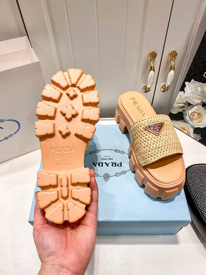 MJPS9 Leather Women 5.5CM Slippers 35-42 shoes With box