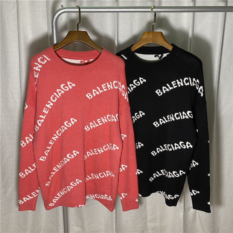 BAC20 Men and women classic series letter jacquard sweater