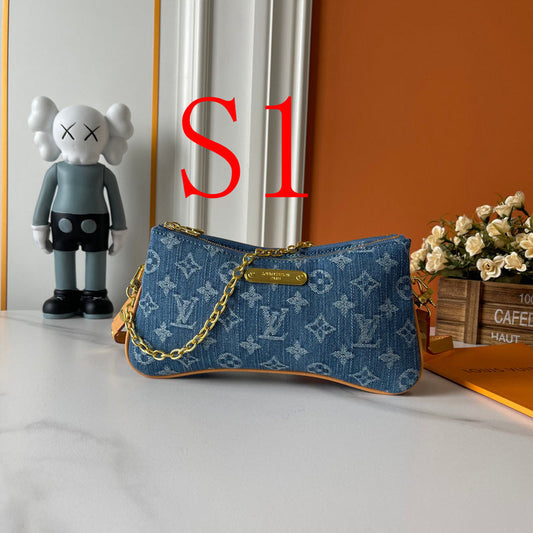 LLP08 Leather bag 24.5-13.5-6.5CM Denim Bags