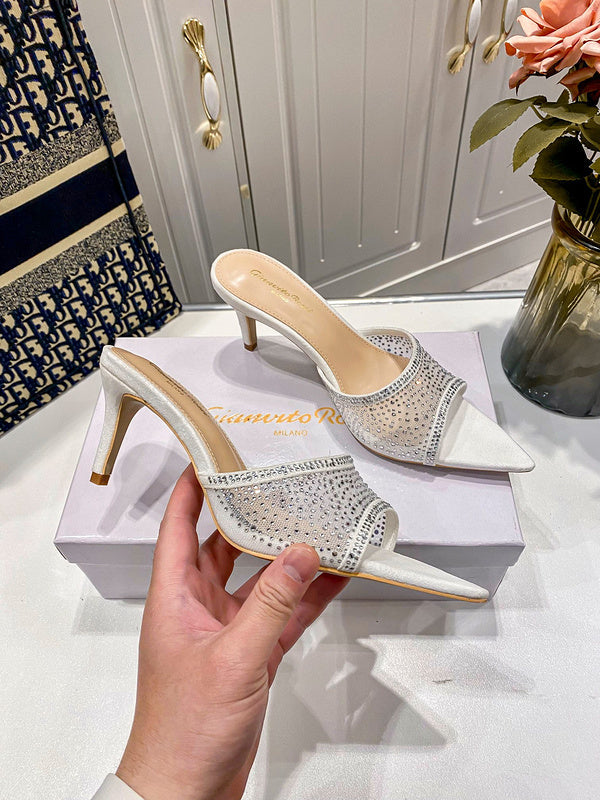 MBGS1 Leather 7.5CM 10CM Slippers Size 35-41 Shoes with Box