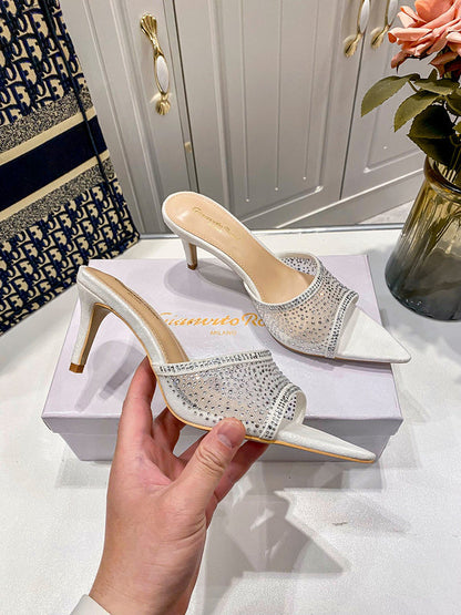 MBGS1 Leather 7.5CM 10CM Slippers Size 35-41 Shoes with Box