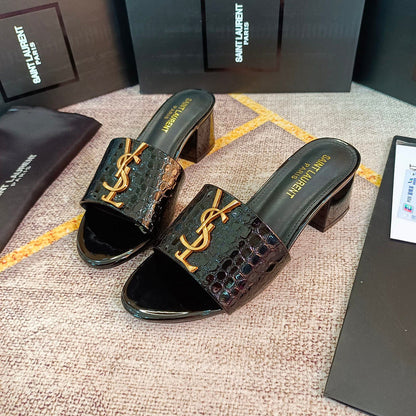 MJYS4 Leather 6.0CM Slippers Size 35-42 Shoes with Box