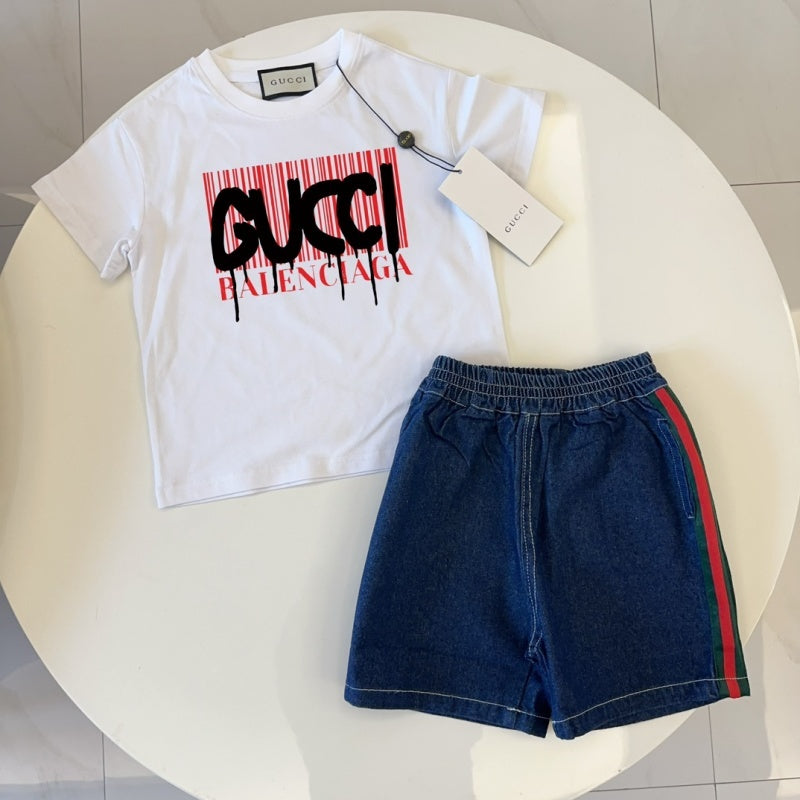 TGUC02 Boys and girls' pure cotton summer short sleeved top T-shirt Clothing