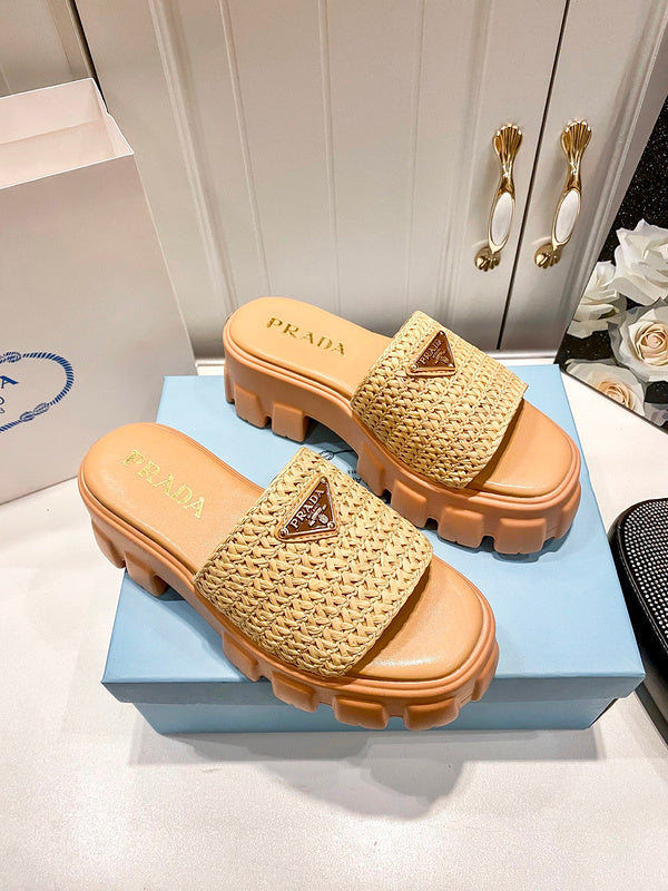 MJPS9 Leather Women 5.5CM Slippers 35-42 shoes With box