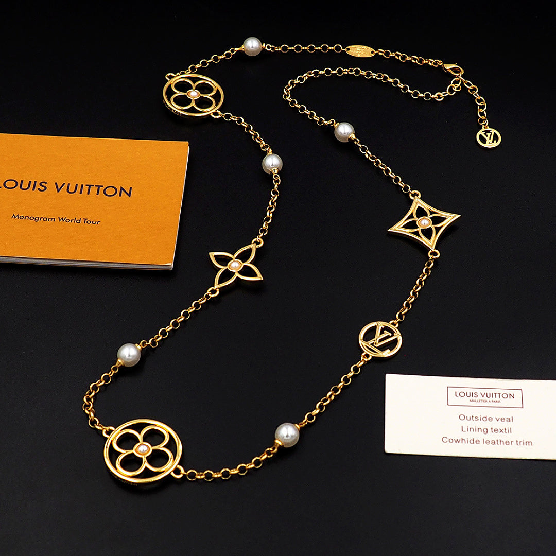 X749  Luxury stainless steel gold-plated pearl necklace jewelry