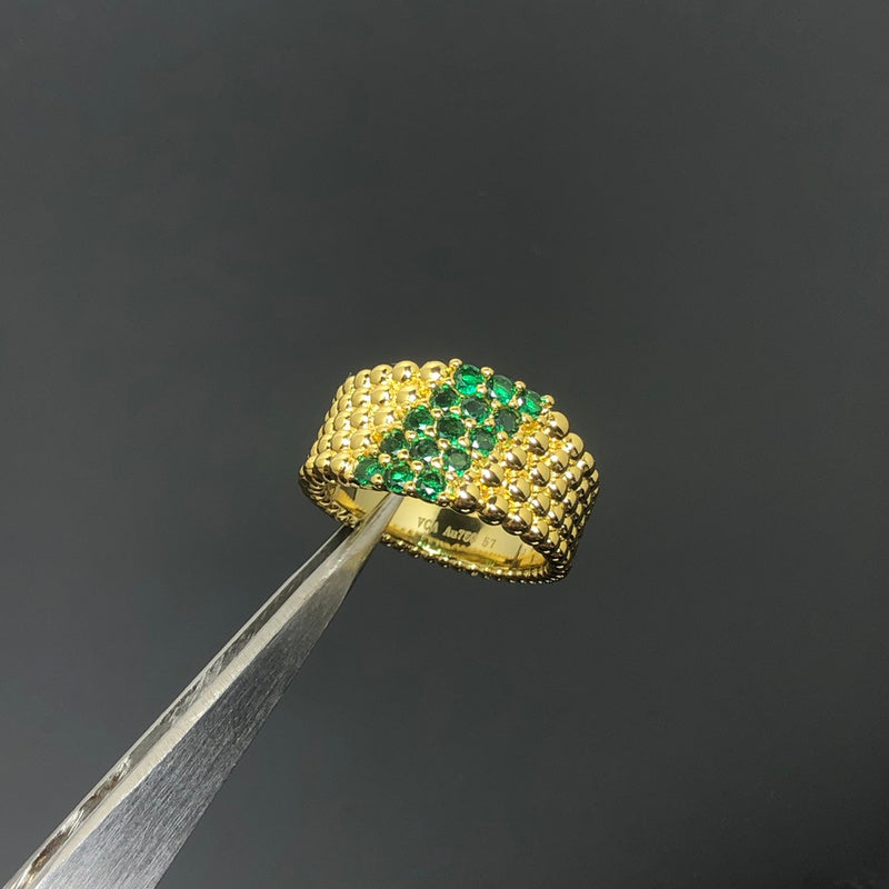 AVSR3  New green diamond bead ring jewelry