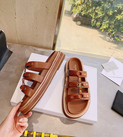 MBCS13 Leather Slippers Size 35-42 Shoes with Box