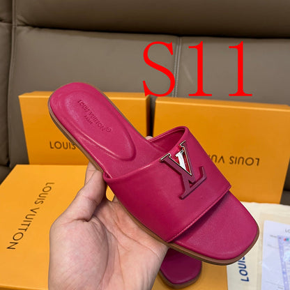 MJLS04 Leather Women Slipper Size 35-42 Shoes with box