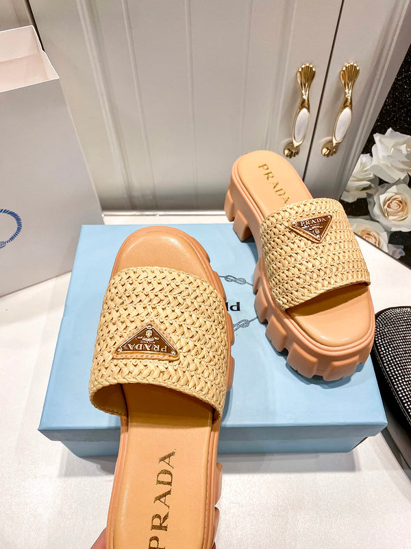 MJPS9 Leather Women 5.5CM Slippers 35-42 shoes With box