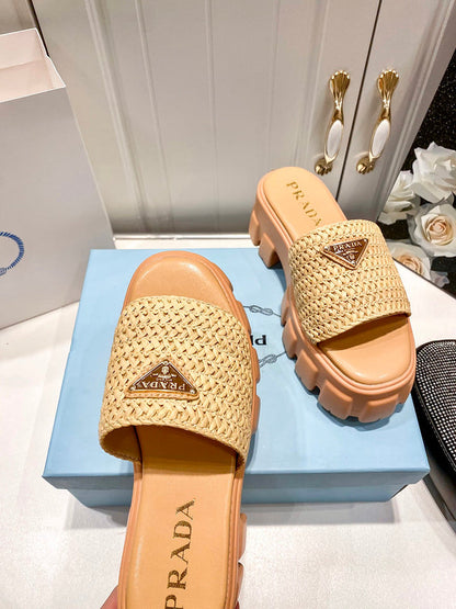 MJPS9 Leather Women 5.5CM Slippers 35-42 shoes With box