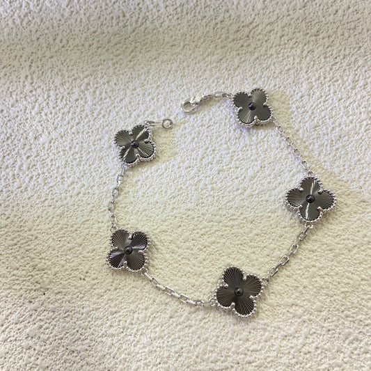 AVSB2   New laser black and white gold four-leaf clover bracelet jewelry