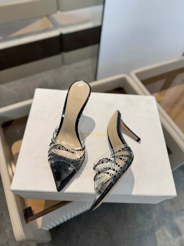 MBGS2 Leather 8.5CM 10.5CM Slippers Size 35-41 Shoes with Box