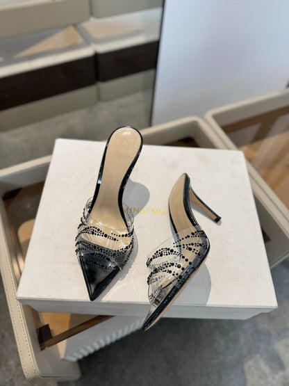 MBGS2 Leather 8.5CM 10.5CM Slippers Size 35-41 Shoes with Box