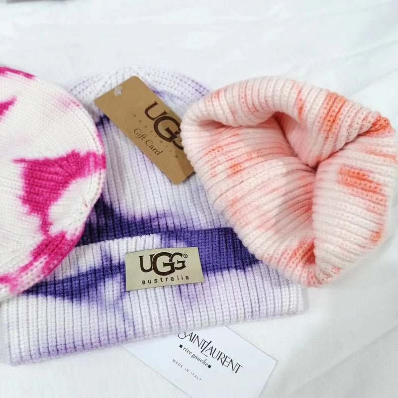 PUGH7    Tie dye multicolor core-yarn knitted hat