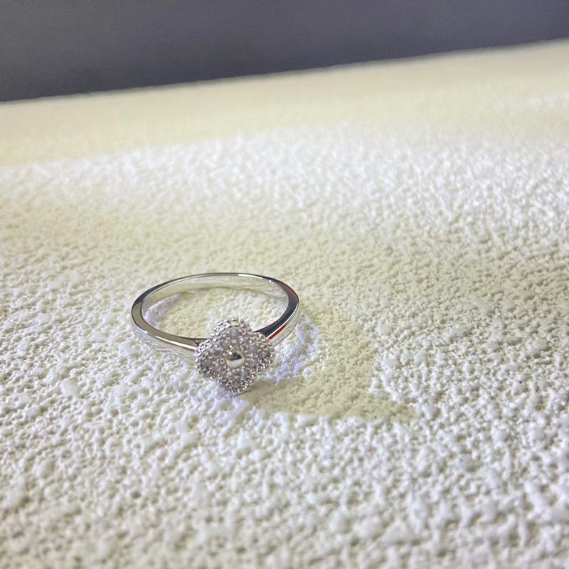AVSR1   Mini full diamond four-leaf clover ring jewelry