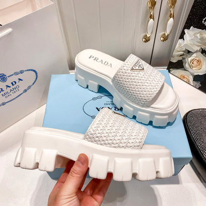 MJPS9 Leather Women 5.5CM Slippers 35-42 shoes With box