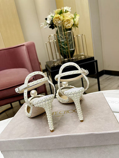 BMJS1 Slippers 8.5CM 10CM High heels women 35-41 leather shoes With Box