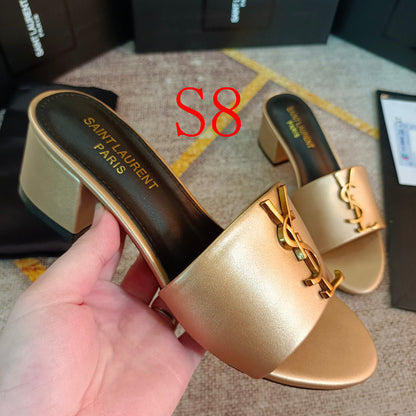 MJYS3 Leather 6.0CM Slippers Size 35-42 Shoes with Box