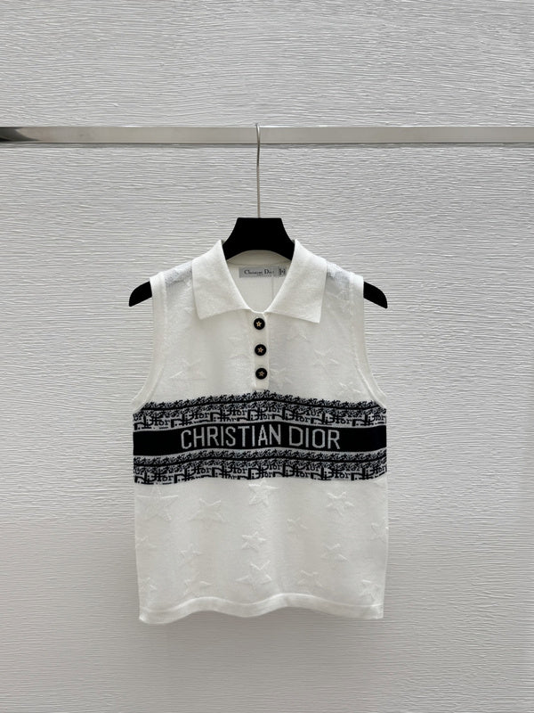 DIC114 Women's star letter lapel knitted vest clothing