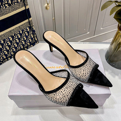 MBGS1 Leather 7.5CM 10CM Slippers Size 35-41 Shoes with Box