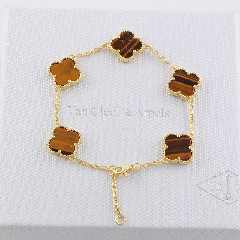 VAB17 five flowers gold plated Bracelet jewelry about 19.5CM