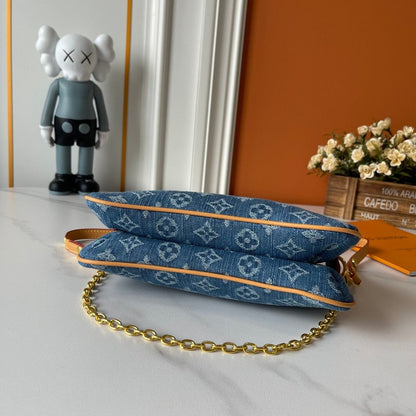 LLP08 Leather bag 24.5-13.5-6.5CM Denim Bags