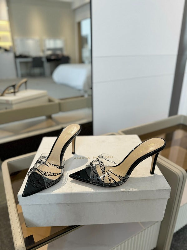 MBGS2 Leather 8.5CM 10.5CM Slippers Size 35-41 Shoes with Box