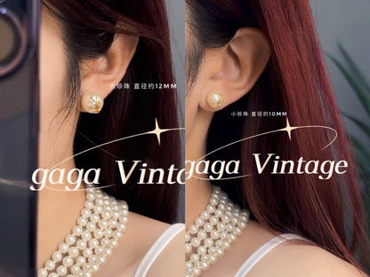 A913  Women's large and small pearl earring jewelry