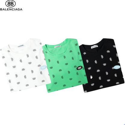 BAC40  Men's and women's short-sleeved T-shirt with letter print and unique badge