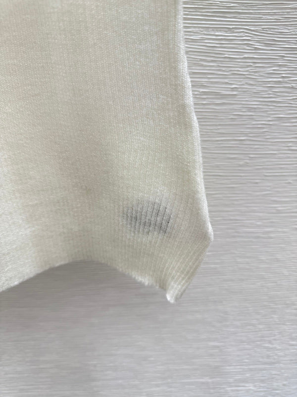 DIC118  Round neck color contrast letter knitted short sleeve clothes