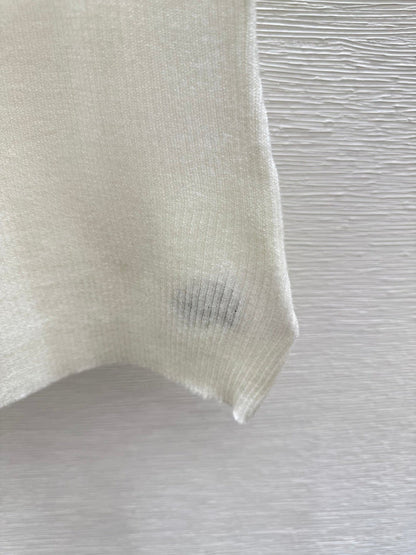 DIC118  Round neck color contrast letter knitted short sleeve clothes