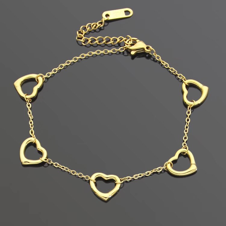 TB01  Peach Heart Gold Plated Bracelet Jewelry