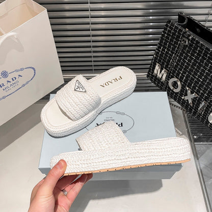 MJPS11 Leather Women High quality Slippers 35-41 shoes With box