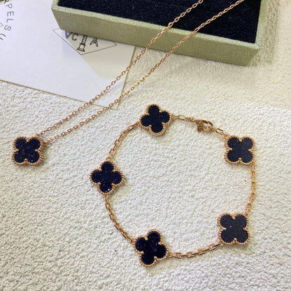 VAB50  Women's colorful gold and stone five flower bracelet jewelry