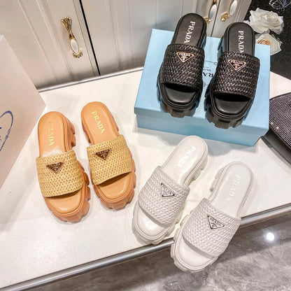 MJPS9 Leather Women 5.5CM Slippers 35-42 shoes With box