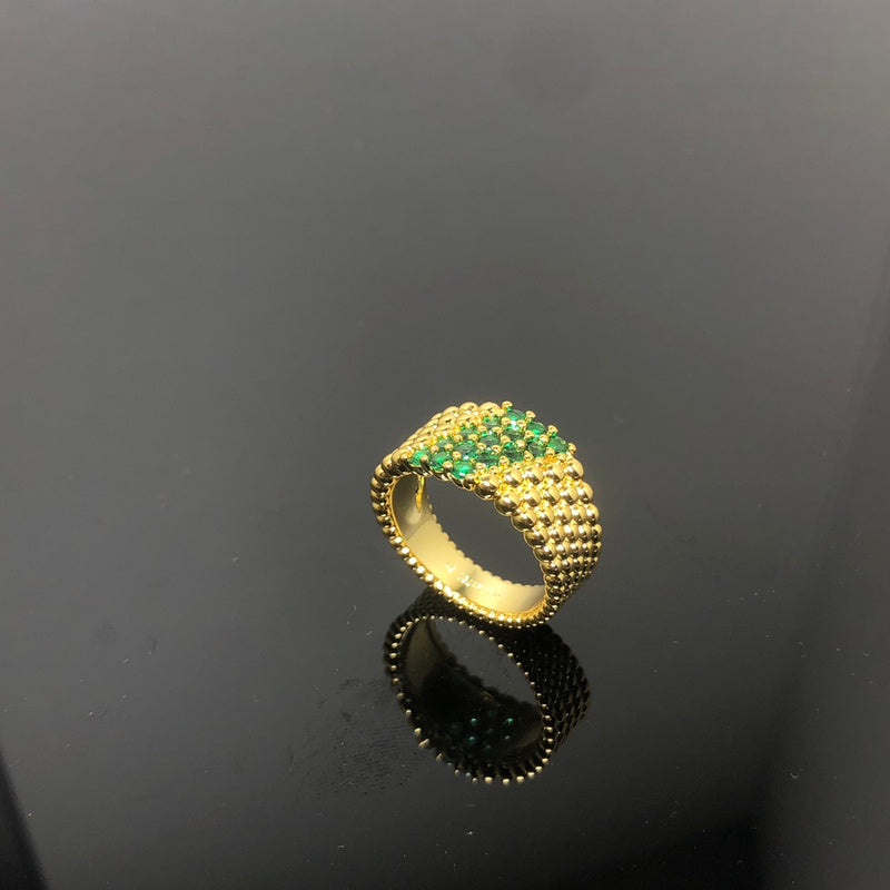 AVSR3  New green diamond bead ring jewelry