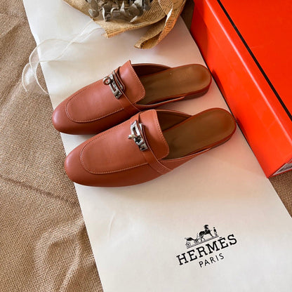 MJHS18 Leather Women Slipper Size 35-42 Shoes with box