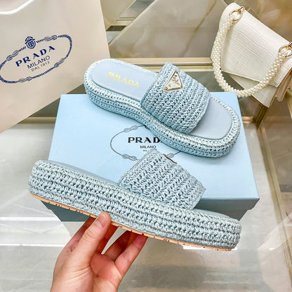 MJPS11 Leather Women High quality Slippers 35-41 shoes With box