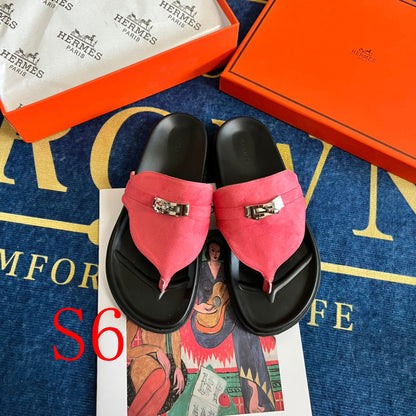 MJHS14 Leather slippers Women shoes 35-42 With box