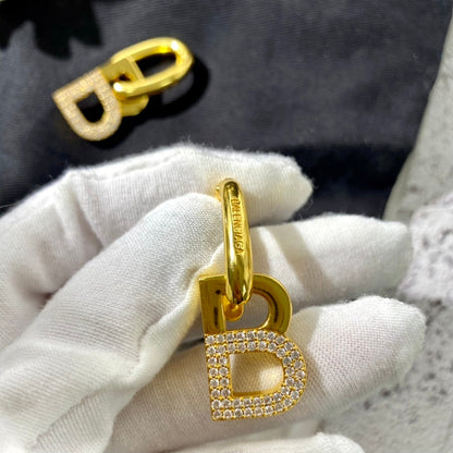 BUE1 B letter with diamond detachable earrings  Jewelry